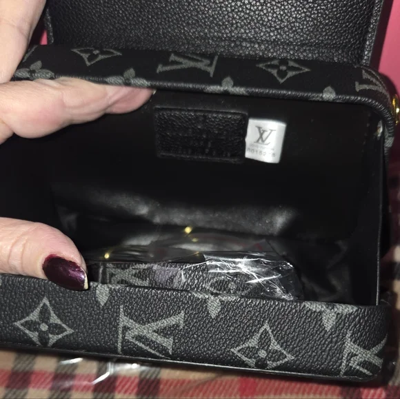 Monogram Pattern Mini Black Top-Handle Bag - Picture 3 of 10